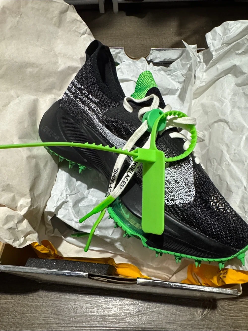 Off-White Black and Green Running Sneakers